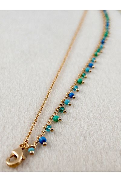 Siya Silver Double Chain Beaded Steel Anklet