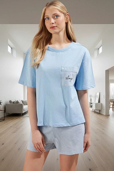 PayBuy Women's Summer Cotton Striped Pajama Set Casual Fit Comfortable Cut for Daily Wear
