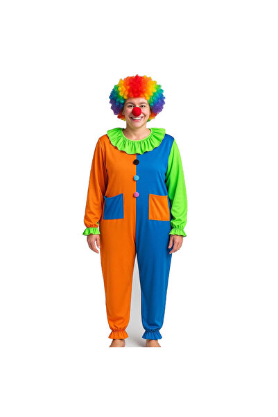 ForWhat Set de perucă și nas de 150 cm pentru costum de clovn pentru birou, a...