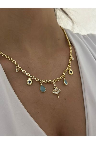 MyladyAccessoriess Angel and Drop Detail Charm Steel Necklace