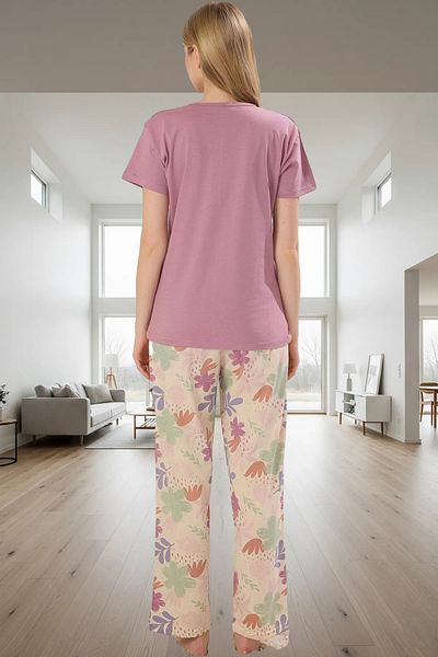 PayBuy Women S Floral Crew Neck Cotton Short Sleeve Pajama Set Comfortable Fit Elegant Design