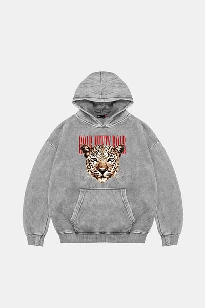 Sekizbiraltı Roar Meets Oversize Unisex πλενόμενο λευκό κουκούλα