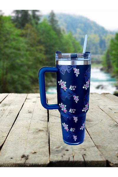 Elista 1.2 Liter Steel Thermos with Straw and Handle Colorful