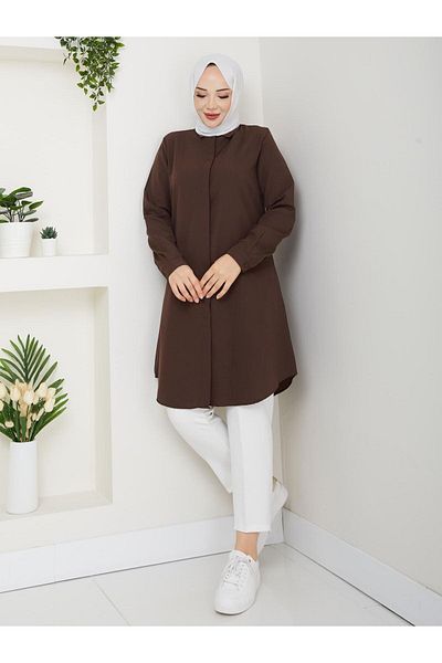 Kirazgym Γυναικείο μακρύ πουκάμισο Boyfriend, Tunik, Μακρύ πουκάμισο Hijab που δεν δείχνει την εσωτερική εφαρμογή