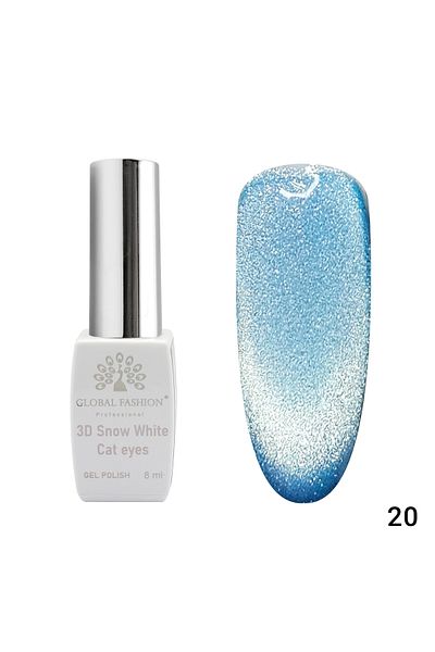 global fashion Oja semipermanenta, Snow White, 3D Cat Eye, Global Fashion 8ml, 20