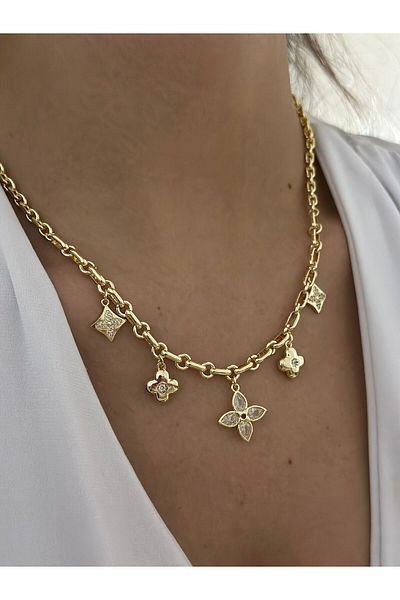 MyladyAccessoriess Clover Detail Steel Charm Necklace