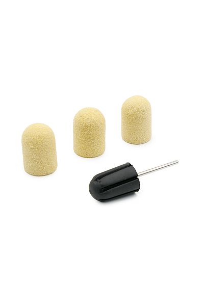 global fashion Set of holder and 3 spare emery paper for electric nail file, 16*25mm, yellow, grit 80