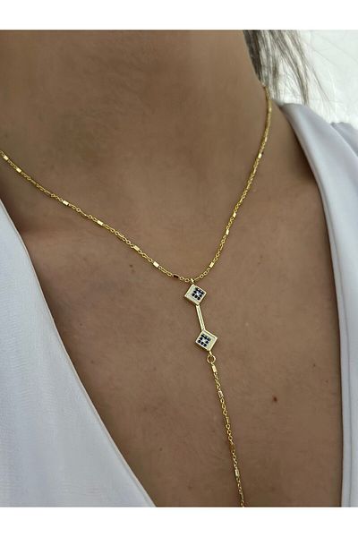 MyladyAccessoriess Triangle Detailed Y Necklace (Steel)