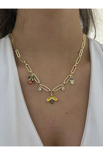 MyladyAccessoriess Bee Charm Detail Steel Necklace