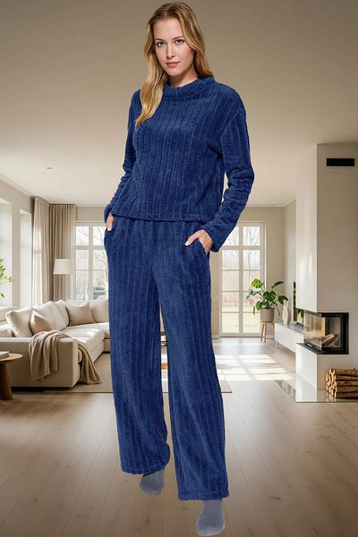 PayBuy Women's Wellsoft Pajamas Set Winter Knitted Striped Comfortable Durable Material