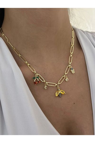 MyladyAccessoriess Bee Charm Detail Steel Necklace