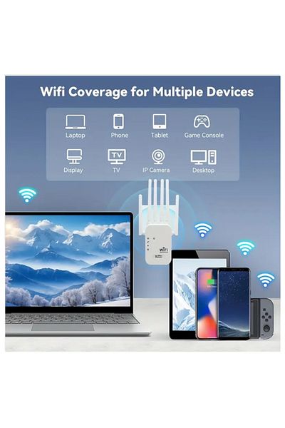 OURLİNE Smart Wi-Fi Extender and Splitter with 6 Antennas