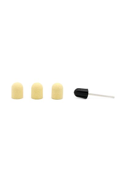 global fashion Set of holder and 3 spare emery boards for nail file, yellow, 13*19mm, grit 120
