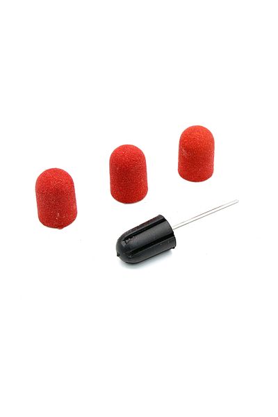global fashion Set of holder and 3 spare emery pads for electric nail file, 16*25mm, red, grit 120