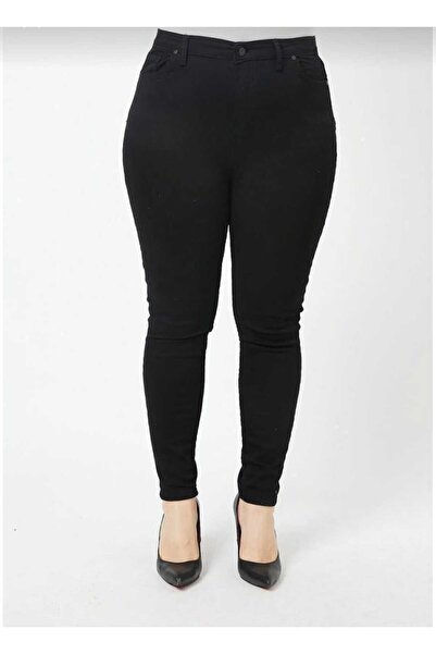 Lixera Black High Waist Lycra Plus Size Jean Trousers
