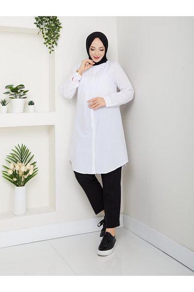 Kirazgym Γυναικείο μακρύ πουκάμισο Boyfriend, Tunik, Μακρύ πουκάμισο Hijab που δεν δείχνει την εσωτερική εφαρμογή