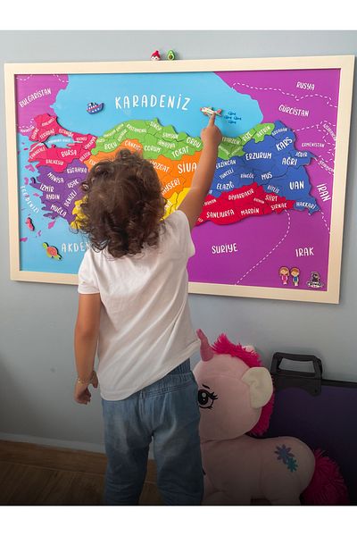 Crowart Magnetic Turkey Map Puzzle, Interactive Wall Panel