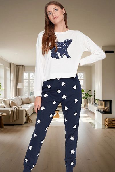 PayBuy Women's Star Pattern Cotton Pajamas Set Comfortable Fit Long Leg Perfect Fit Lasting