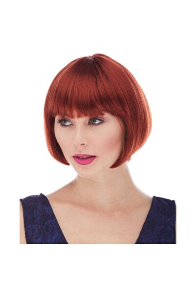 ForWhat Perucă cu păr drept roșu, cu croială căptușeli, pentru birou, acasă, ...