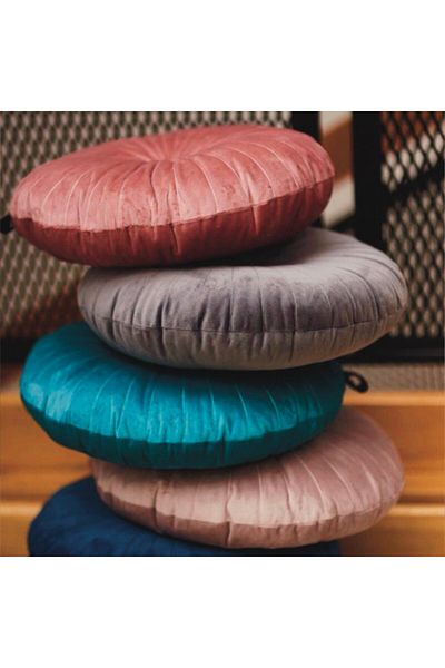OEM Round Puffet Decorative Pillow in Pink Velvet, diameter 40 cm