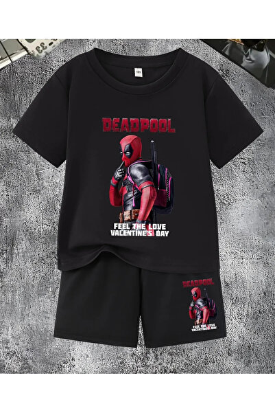 haha Boy's Deadpool Themed T-Shirt - Shorts Set