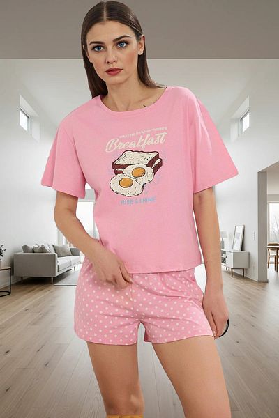 PayBuy Women's Polka Dot Cotton Short Sleeve Pajamas Set Durable Material Exquisite Design