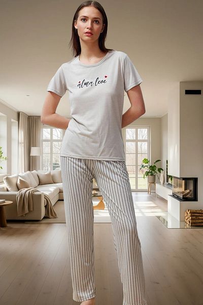 PayBuy Women's Striped Pajama Set Comfortable Knitted Fabric Modern Style Premium Quality Trend Design