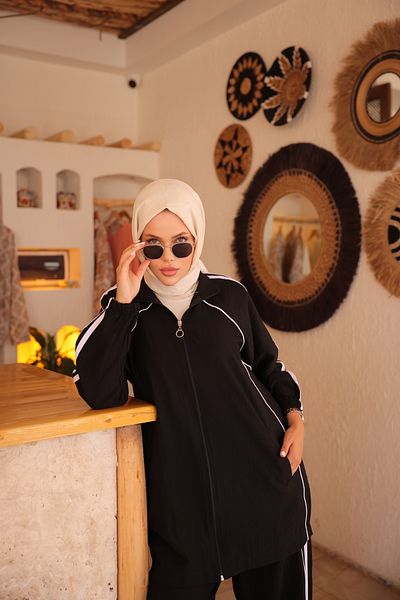 MİMİ Luxury Wear Women's Sport Tracksuit Set Zipper & Bottom Top Set