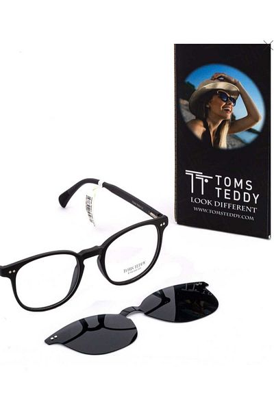 Toms Teddy Tt067 C101M 48Ekt Unisex Polarized Clip-On Blue Light Protection Screen Glasses (Matte Black)