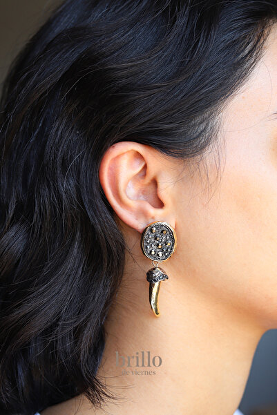 Brillo أقراط القرن من الفولاذ الذهبي اللامع