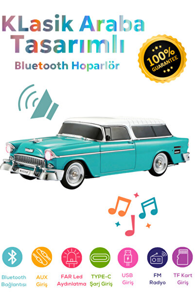 Maybax KLasik Model Araba Kablosuz Hoparlör TF Kart USB Bluetooth FM Radyo Au...