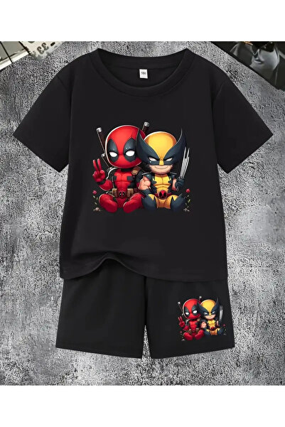 haha Boy's Deadpool Themed T-Shirt - Shorts Set