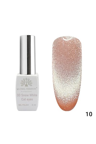 global fashion Oja semipermanenta, Snow White, 3D Cat Eye, Global Fashion 8ml, 10