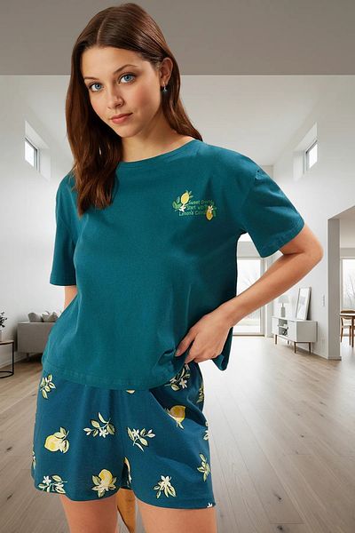 PayBuy Women's Summer Lemon Patterned Cotton Pajama Set Comfortable Fit Elegant Design Carefully Selected