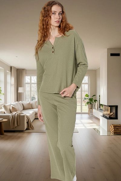 PayBuy Women's V-Neck Long Sleeve Cotton Pajamas Set Comfortable High Quality Trend Design for Winter Seasons
