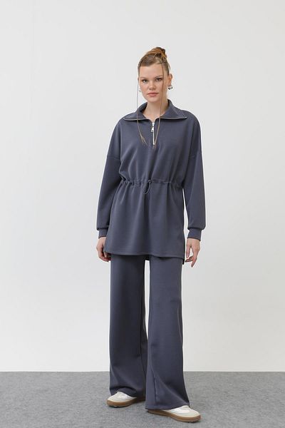 Loreen Women's Waist Elastic Detailed Collar Zippered Suit - 20608Tkm