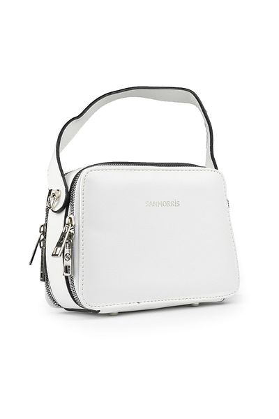İMAKS Faux Leather Stylish Small Size Cross Strap Hand and Shoulder Bag White S427