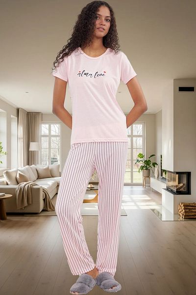 PayBuy Women's Striped Pajama Set Comfortable Knitted Fabric Modern Style Premium Quality Trend Design