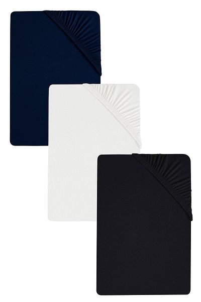 COTENCONCEPT 3 Pieces Plain Cotton Single 120 X 200 X 30 cm Elastic Combed Cotton Bedsheet