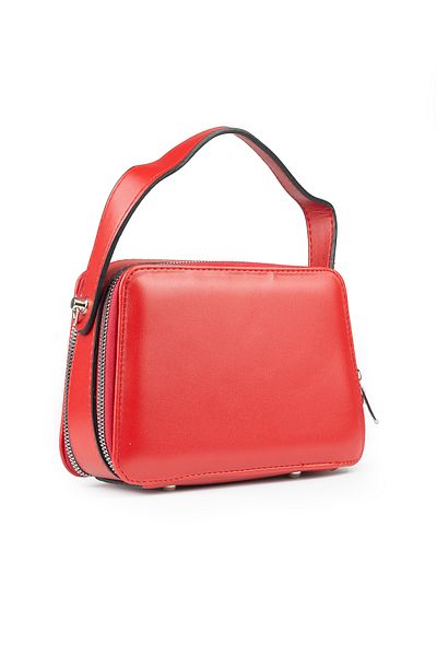 İMAKS Faux Leather Stylish Small Size Cross Strap Hand and Shoulder Bag Red S427