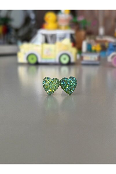 AyShope Antialerjik Şeffaf Uçlu Bioplast Kalp Desenli Silikon Küpe Bir Çift