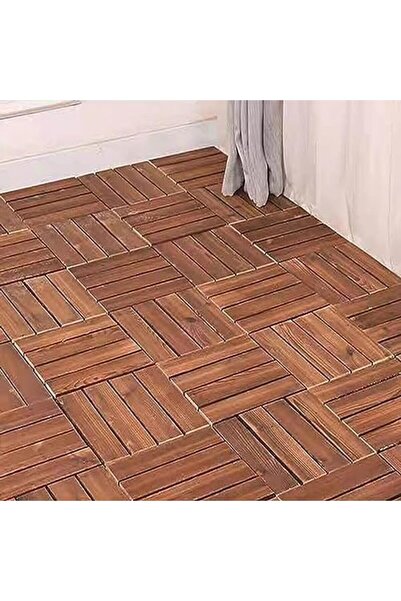 genric FFD Pack of 10 Interlocking Wooden Deck Tiles - Waterproof Hardwood Flooring for Outdoor Patio