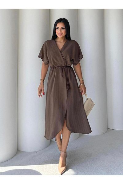 EGZOTİK ASORTİK Double Breasted Brode and Lace Detail Dress