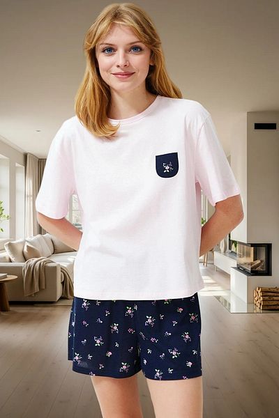 PayBuy Women's Summer Short Sleeve Viscose Pajama Set Floral Pattern Comfortable Distinguished Material Special Design