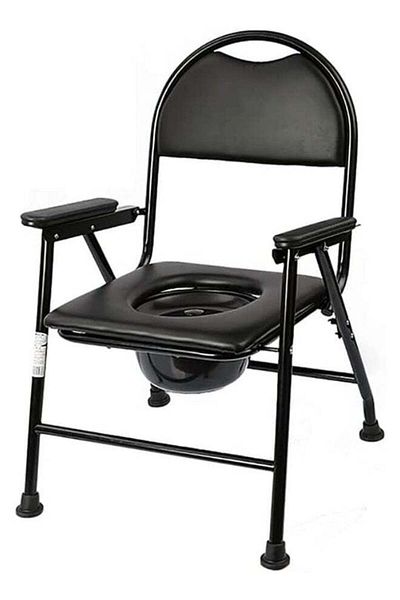 Stander Black Leather Bathroom Chair with Backrest and Armrests, JL8996