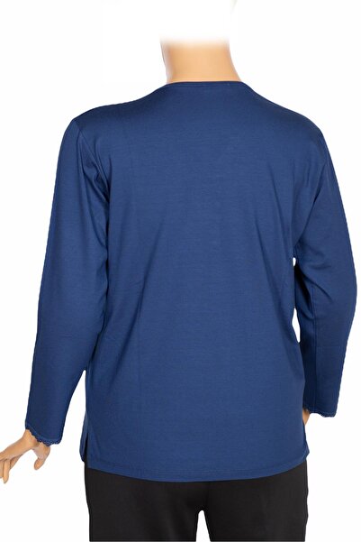 Pıtırcık Cimariva Women's Neşe Plus Size O Neck Robe Embroidered Indigo Blouse