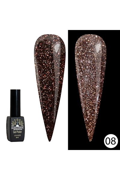 global fashion Disco Gel Shine Spectrum Gel Lacquer, Global Fashion, Reflective, 8 ml 08