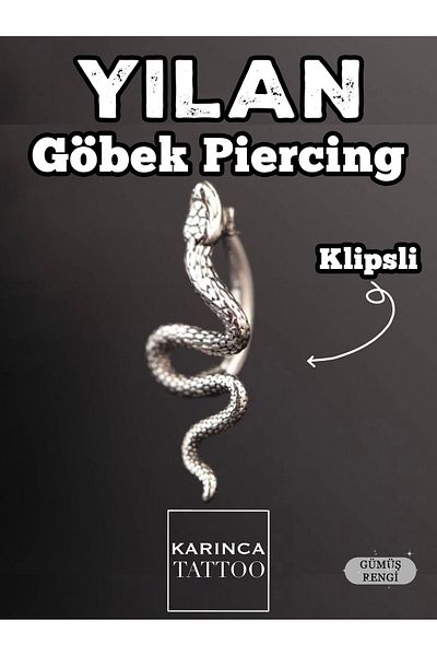 Karınca Piercing Clip-On Snake Belly Piercing by Ant Tattoo