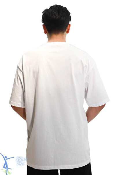 sermoda Унисекс тениска с десен на череп, свободна кройка, тениска с голям размер, бяла