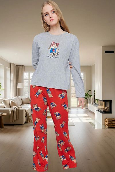 PayBuy Women's Melange Teddy Bear Pajama Set Winter Comfortable Home Wear Set Stylish Appearance Durable Material